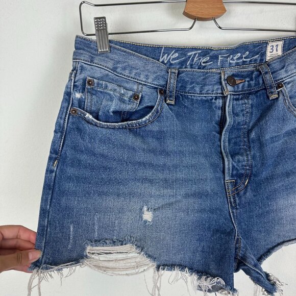 Free People Sofia Short 31 Denim Boho Western Fray Hem Summer Casual Everyday - Picture 3 of 9